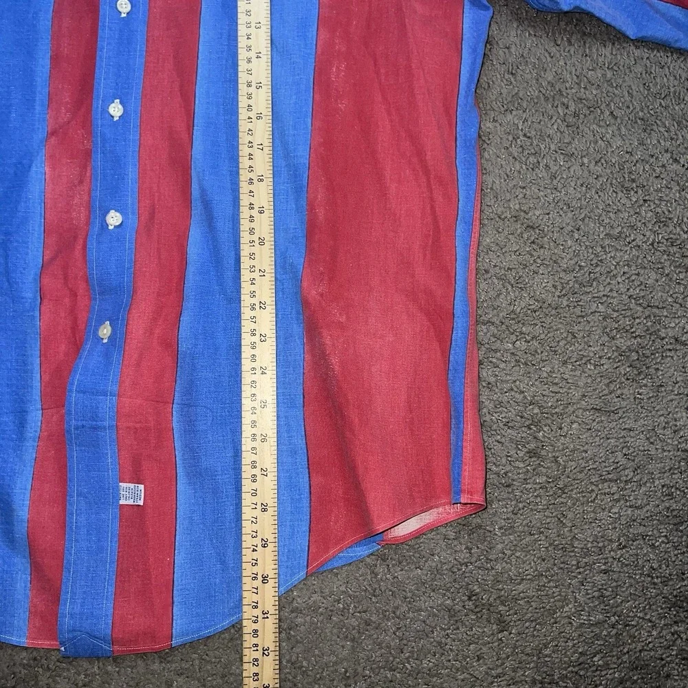 Vintage Polo Ralph Lauren Men's Colorblock Striped Button Up M Shirt Red Blue